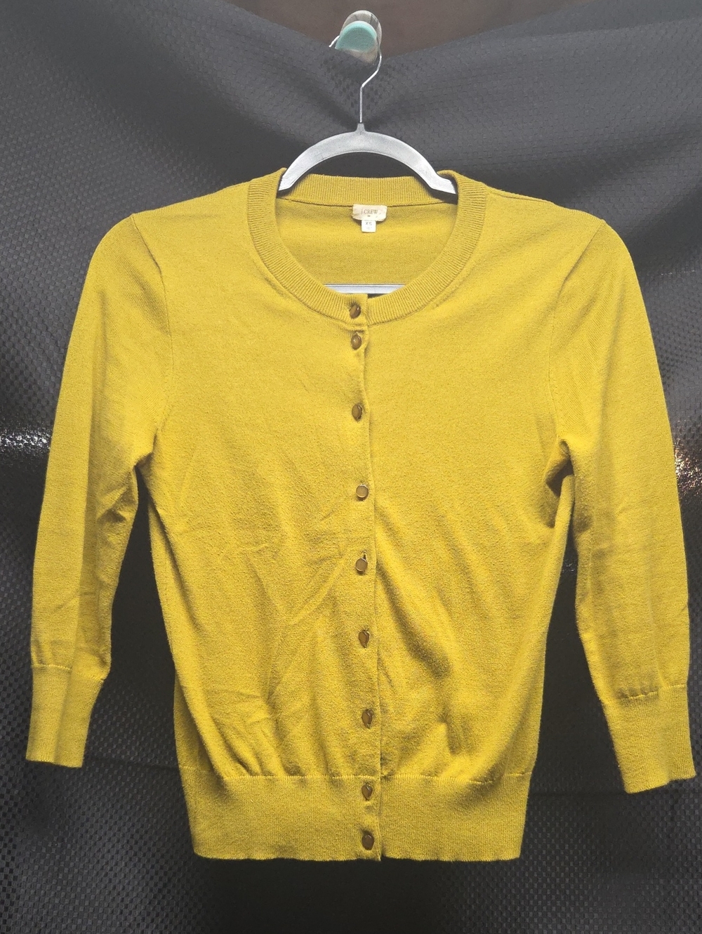 J. Crew Mustard GREEN Crewneck Button-Up Cardigan